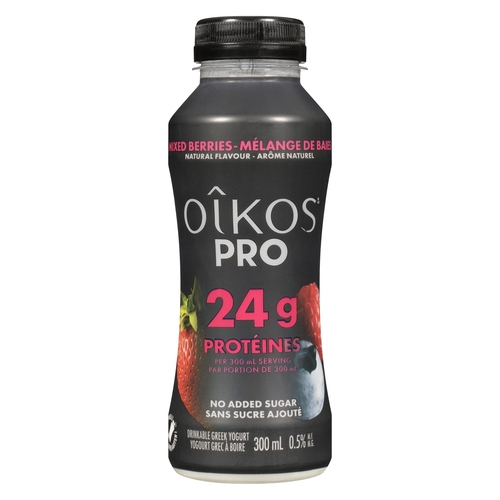 Oikos Pro Drinkable Greek Yogurt - Mixed Berries .5% m.f. 300ml, 1 Each