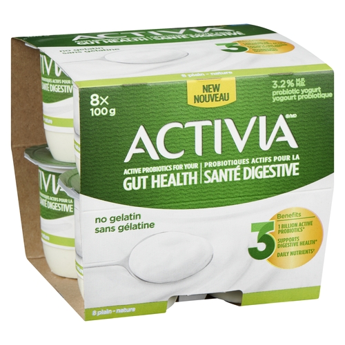 Activia Probiotic Yogurt - Plain 3.2% m.f. 8pk, 1 Each