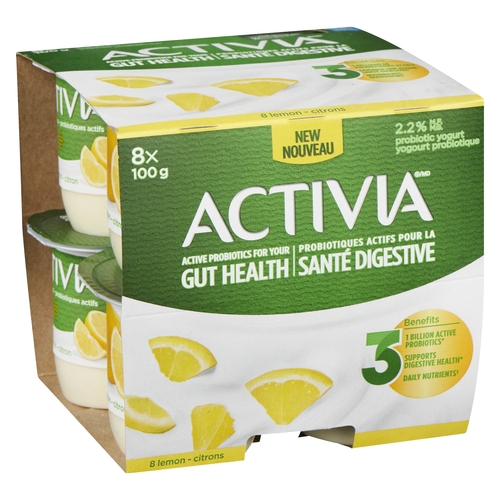 Activia Probiotic Yogurt - Lemon 2.2% m.f. 8pk, 1 Each