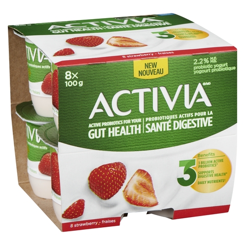 Activia Probiotic Yogurt - Strawberry 2.2% m.f. 8pk, 1 Each
