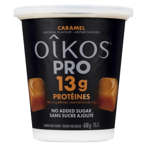Oikos Pro Blended Greek Yogurt - Caramel 1% m.f. 650g, 1 Each