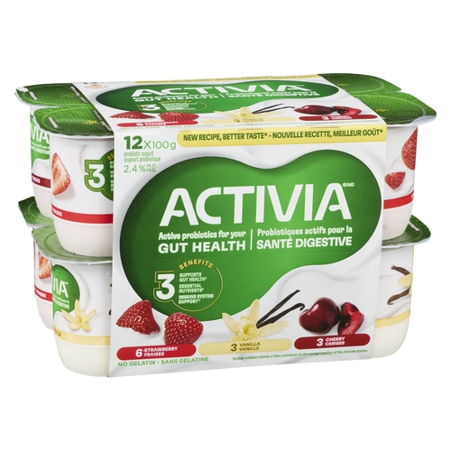 Activia Probiotic Yogurt 2.4% m.f. 12pk, 1 Each