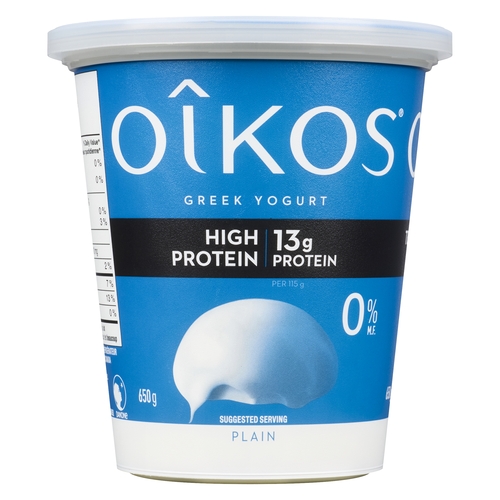 Oikos High Protein Greek Yogurt - Plain 0% m.f. 650g, 1 Each