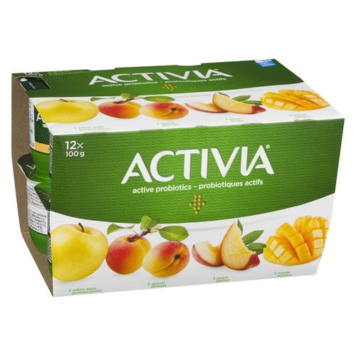 Activia - Probiotic Yogurt - Yellow Apple, Apricot, Peach, Mango 2.9% m.f. 12pk, 1 Each