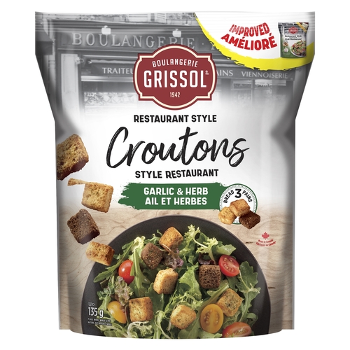 Boulangerie Grissol - Restaurant Style Croutons - Garlic & Herb 135g, 1 Each