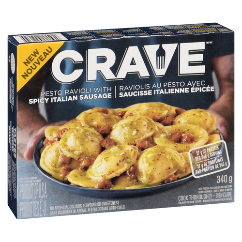 Crave - Pesto Ravioli with Spicy Italian Sausage 340g, 1 Each