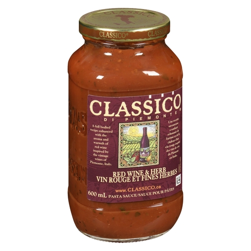 Classico - Pasta Sauce - Red Wine & Herb 600ml, 1 Each