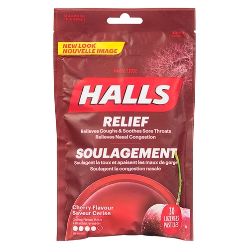 Halls - Relief Mentho-Lyptus Lozenges - Cherry Flavour 30s, 1 Each
