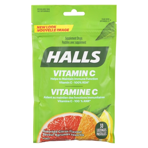 Halls - Vitamin C Lozenges - Assorted Citrus 30s, 1 Each