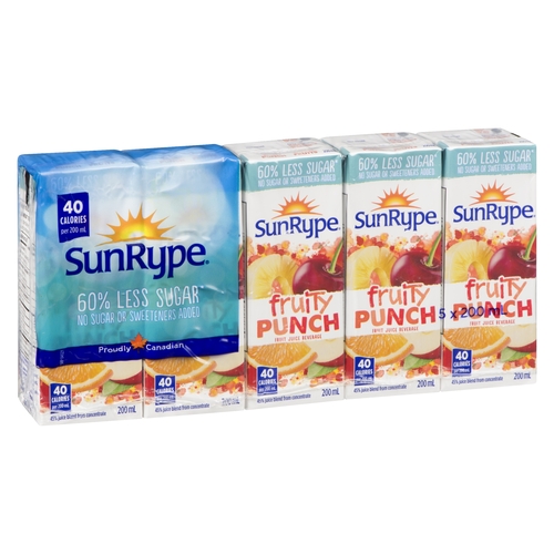 SunRype - Fruit Juice Beverage 60% Less Sugar - Fruity Punch 5/200ml