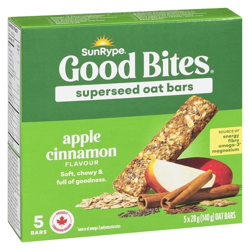 SunRype Good Bites Superseed Oat Bars - Apple Cinnamon - 5 Bars x 28g 140g, 1 Each
