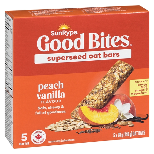SunRype Good Bites Superseed Oat Bars - Peach Vanilla - 5 Bars x 28g 140g, 1 Each