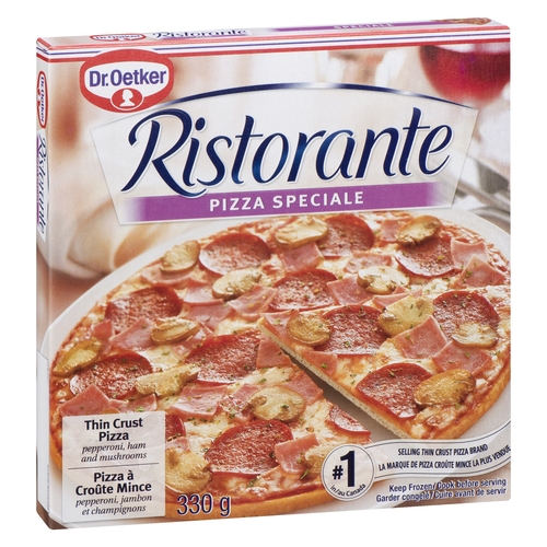 Dr Oetker - Ristorante Thin Crust Pizza - Pepperoni Ham Mushrooms 330g, 1 Each