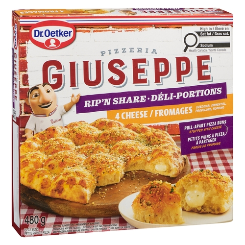 Dr. Oetker - Giuseppe Pizzeria Pizza Buns - Rip'n Share 4 Cheese 480g, 1 Each