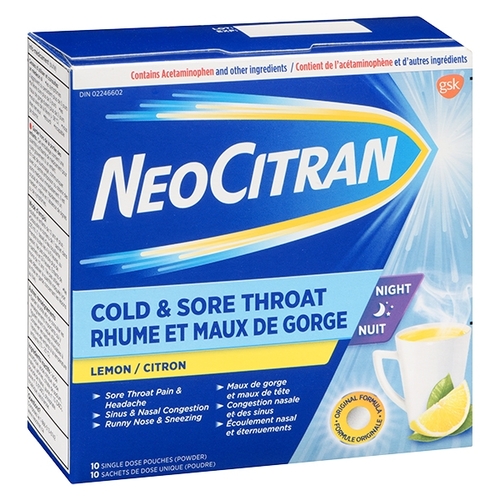 Neo Citran - Cold & Sore Throat - Lemon 10pk, 1 Each