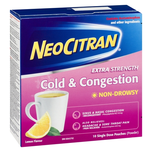 Neo Citran - Extra Strength Cold & Congestion - Lemon 10pk, 1 Each