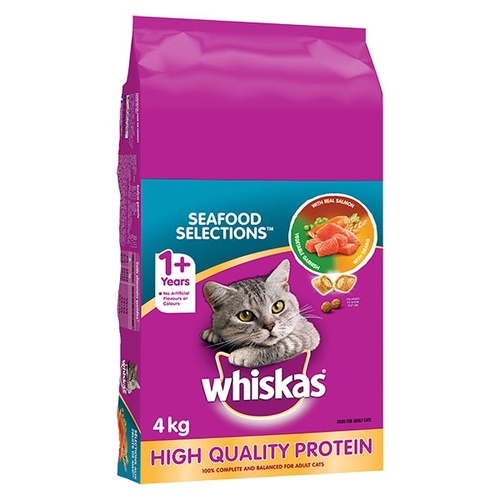 Whiskas - Seafood Selections Food for Adult Cats 1+ Years 4kg, 1 Each
