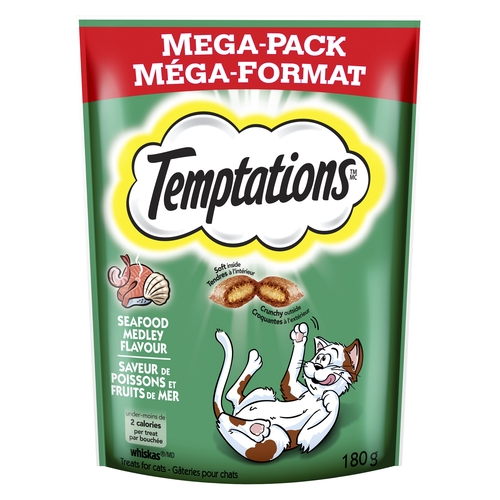 Whiskas - Temptations Treats For Cats - Seafood Mega Pack 180g, 1 Each
