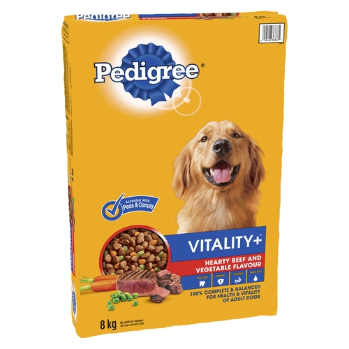 Pedigree - Dry Food For Adult Dogs - Vitality+ • Hearty Beef & Vegetable 8kg, 1 Each