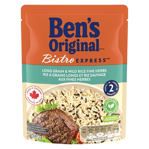 Ben's Original - Bistro Express Rice Side Dish - Long Grain & Wild Rice - Fine Herbs 250g, 1 Each