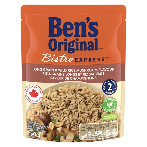 Ben's Original - Bistro Express Rice Side Dish - Long Grain & Wild Rice - Mushroom 250g, 1 Each