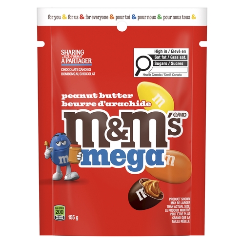 M&M's Mega Chocolate Candies - Peanut Butter 155g, 1 Each