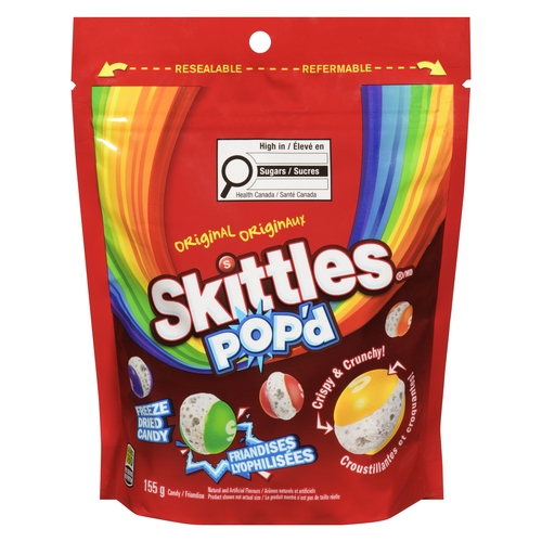 Skittles Pop'd Freeze Dried Candy - Original 155g, 1 Each