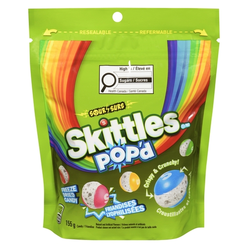 Skittles Pop'd Freeze Dried Candy - Sour 155g, 1 Each