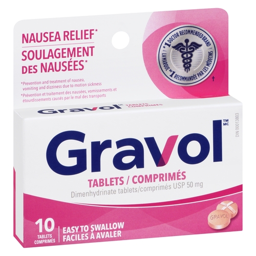 Gravol - Dimenhydrinate Tablets 10/50mg, 1 Each