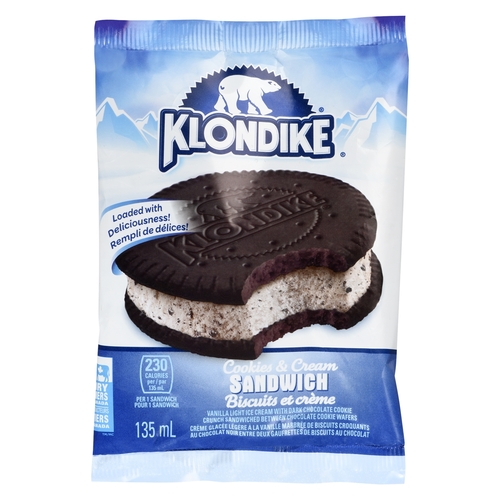 Klondike - Vanilla Light Ice Cream with Dark Chocolate Cookie Crunch Sandwiched Between Chocolate Cookie Wafers 135ml, 1 Each