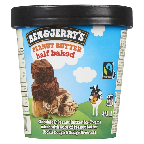 Ben & Jerry's - Ice Cream - Peanut Butter Half Baked 473ml, 1 Each