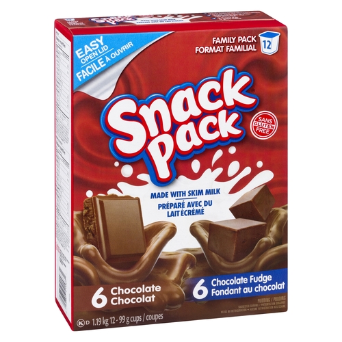 Snack Pack - Pudding - Family Pack - 6 Chocolate - 6 Chocolate Fudge 12/99g, 1 Each