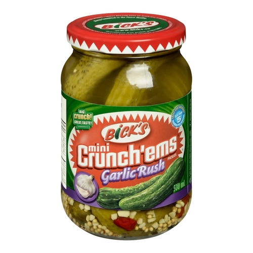 Bick's - Mini Crunch Crunch'ems Pickles - Garlic Rush 500ml, 1 Each