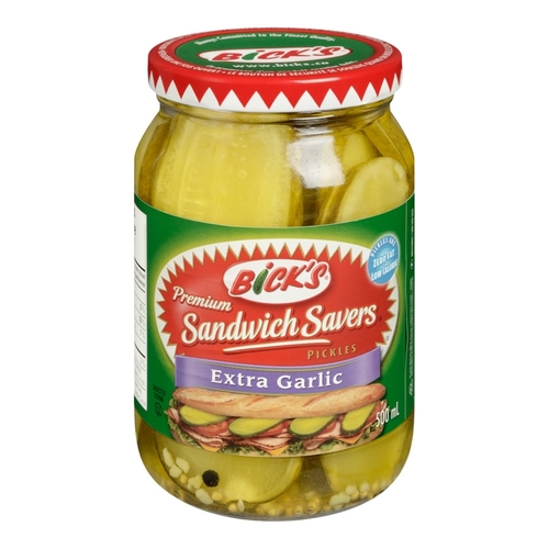 Bick's - Sandwich Savers Pickles - Extra Garlic 500ml, 1 Each