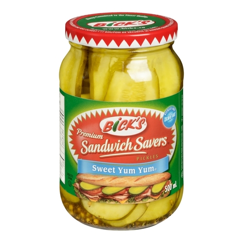 Bick's - Sandwich Savers Pickles - Sweet Yum Yum 500ml, 1 Each