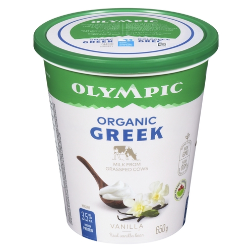 Olympic Organic Greek Yogurt - Vanilla 3.5% m.f. 650g, 1 Each