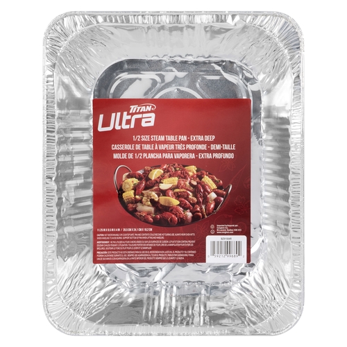 Titan Ultra - 1/2 Size Steam Table Pan - Extra Deep 11.25 in x 9.5 in x 4 in, 1 Each