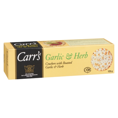 Carr's - Crackers with Roasted Garlic & Herb 125g, 1 Each