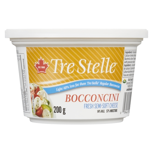 Tre Stelle - Bocconcini - Light - Fresh Semi-Soft Cheese 14% m.f. 200g, 1 Each