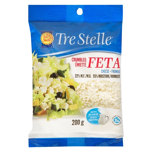 Tre Stelle - Crumbled Feta Cheese 22% m.f. 200g, 1 Each