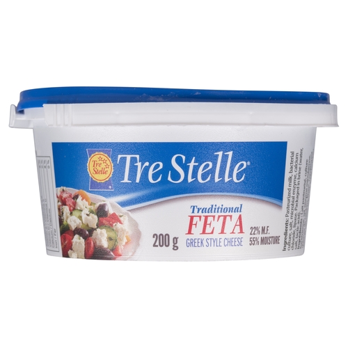 Tre Stelle - Traditional Feta Cheese - 22% m.f. 200g, 1 Each