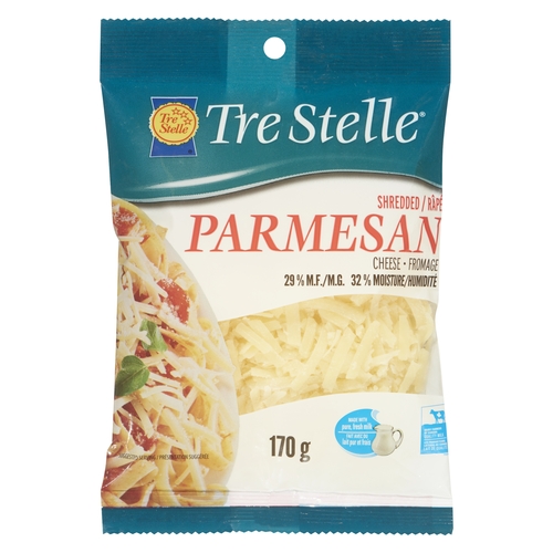 Tre Stelle - Shredded Parmesan Cheese 29% m.f. 170g, 1 Each