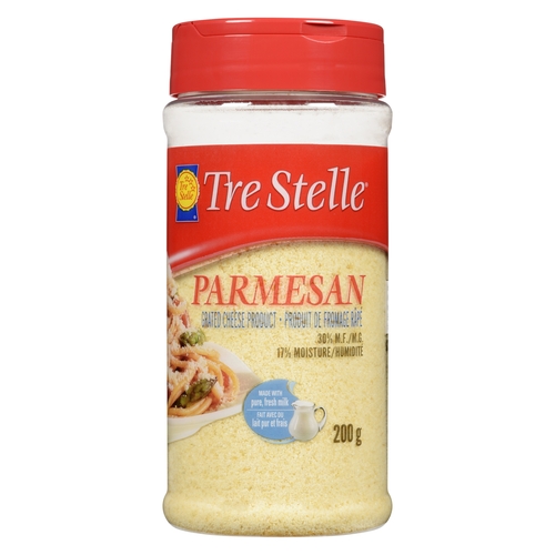 Tre Stelle - Grated 100% Parmesan Cheese 27% m.f. 200g, 1 Each