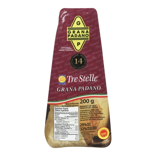 Tre Stelle - Grana Padano Parmesan Cheese 29% m.f. 200g, 1 Each