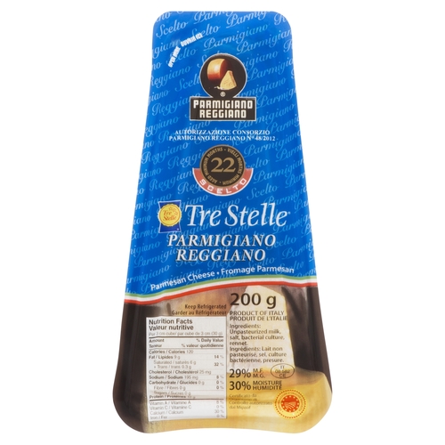 Tre Stelle - Parmigiano Reggiano Parmesan Cheese 29% m.f. 200g, 1 Each