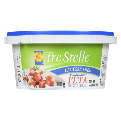 Tre Stelle - Traditional Feta Cheese - Lactose Free 22% m.f. 200g, 1 Each