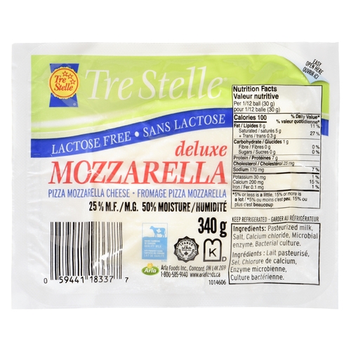 Tre Stelle - Mozzarella Cheese Ball - Lactose Free 25% m.f. 340g, 1 Each