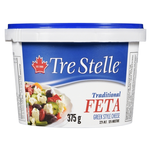 Tre Stelle - Traditional Greek Style Feta Cheese - 22% m.f. 375g, 1 Each