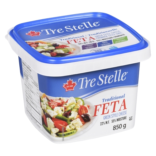 Tre Stelle - Traditional Greek Style Feta Cheese - 22% m.f. 850g, 1 Each