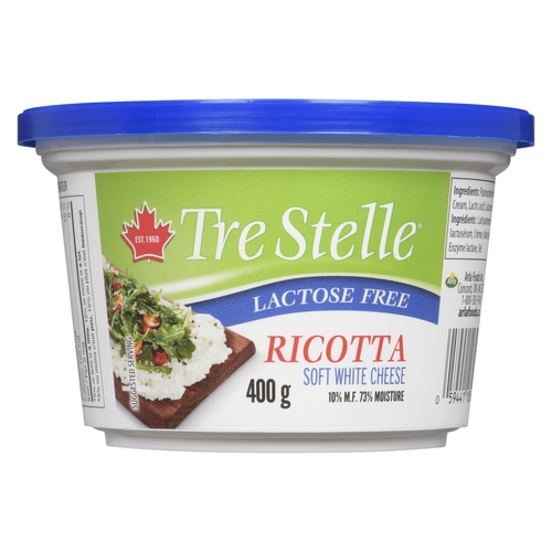 Tre Stelle - Ricotta Soft White Cheese - Lactose Free 10% m.f. 400g